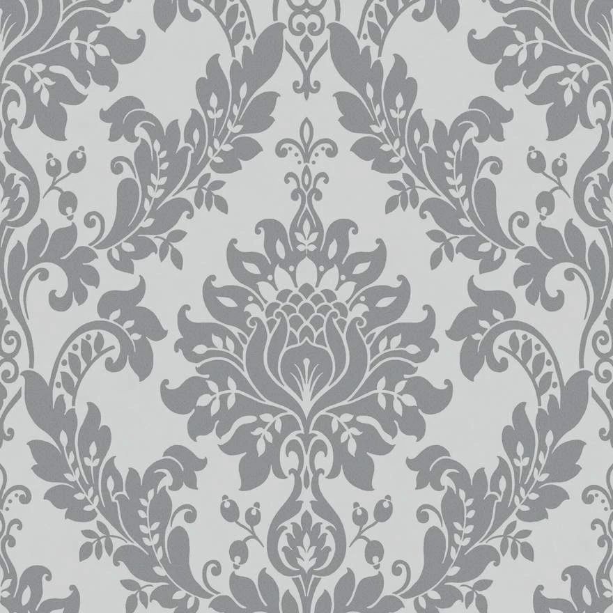 Clara Damask Charcoal Grey Glitter Holden Opus Italian Vinyl Wallpaper 35391