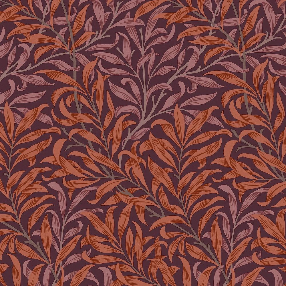 Willow Bough Plum Block Printed Diagonal Branch Wallpaper by William Morris 124243