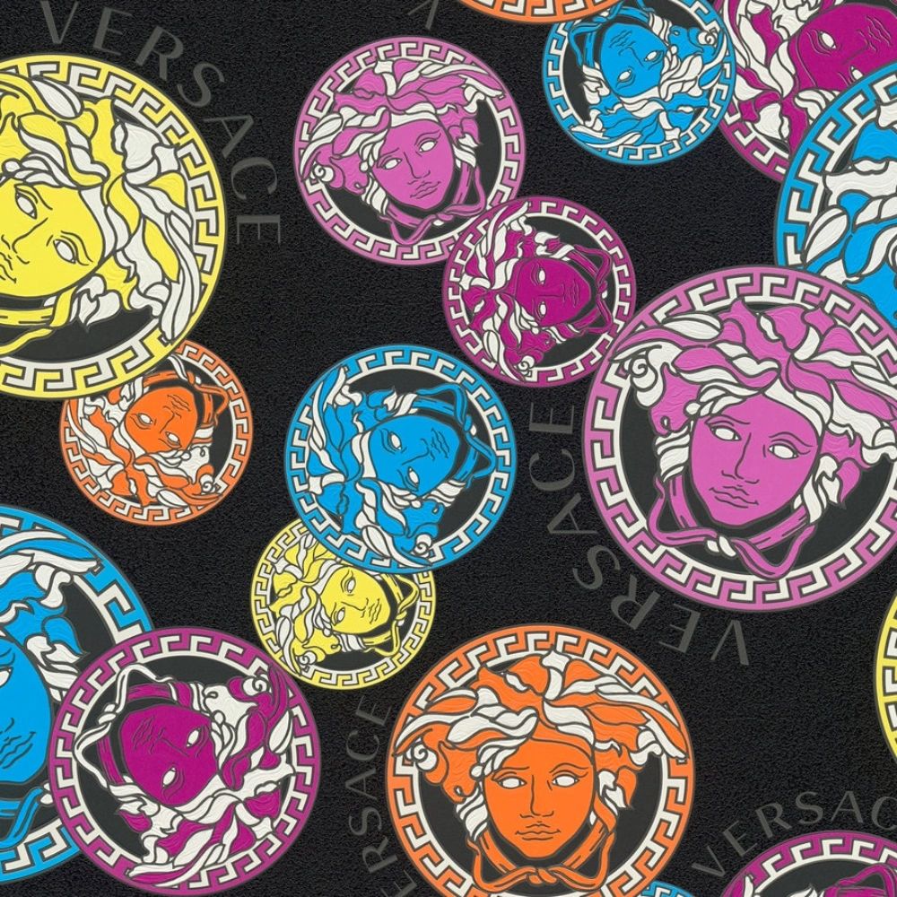 Medusa Heads Multicolour Luxury Vinyl Wallpaper 386104 Medusa Heads Multicolour Luxury Vinyl Wallpaper 386104