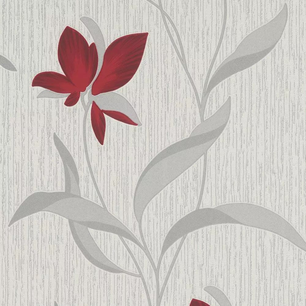 Fleur Floral Trail Red Blown Vinyl Wallpaper 9730-06