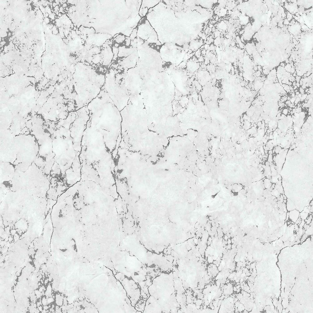 Athena Marble Light Grey/ White & Metallic Silver Wallpaper 4021