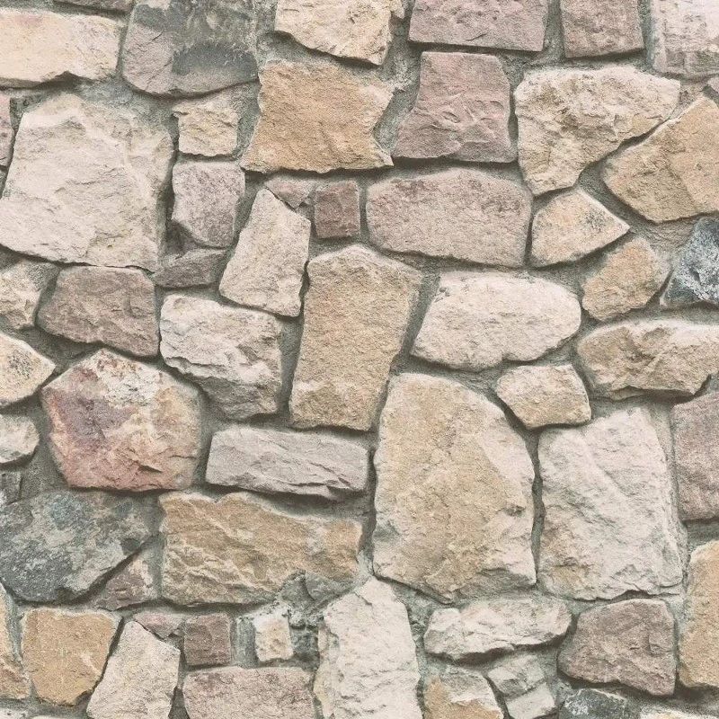 Stone 3D Effect Brick Sandstone Masonry Beige Grey Wallpaper 6924-12