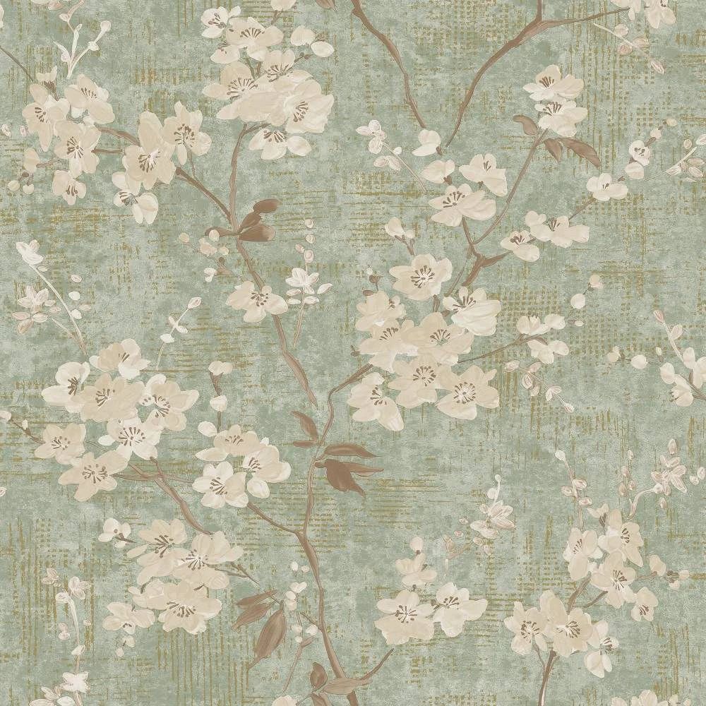 Anethe Blossom Sage Green & Cream Paul Moneypenny Collection Wallpaper A72303