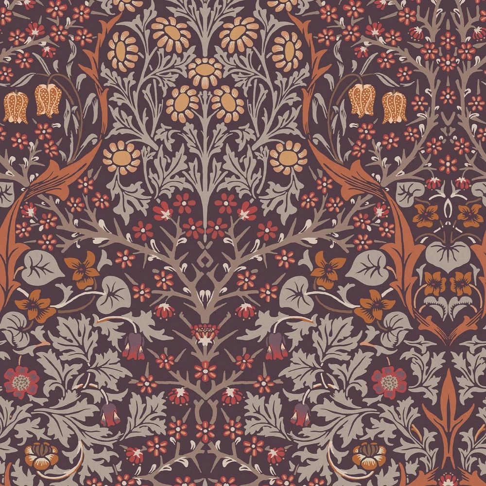 Blackthorn Violets & Meadow Flowers Plum Wallpaper by William Morris 124249