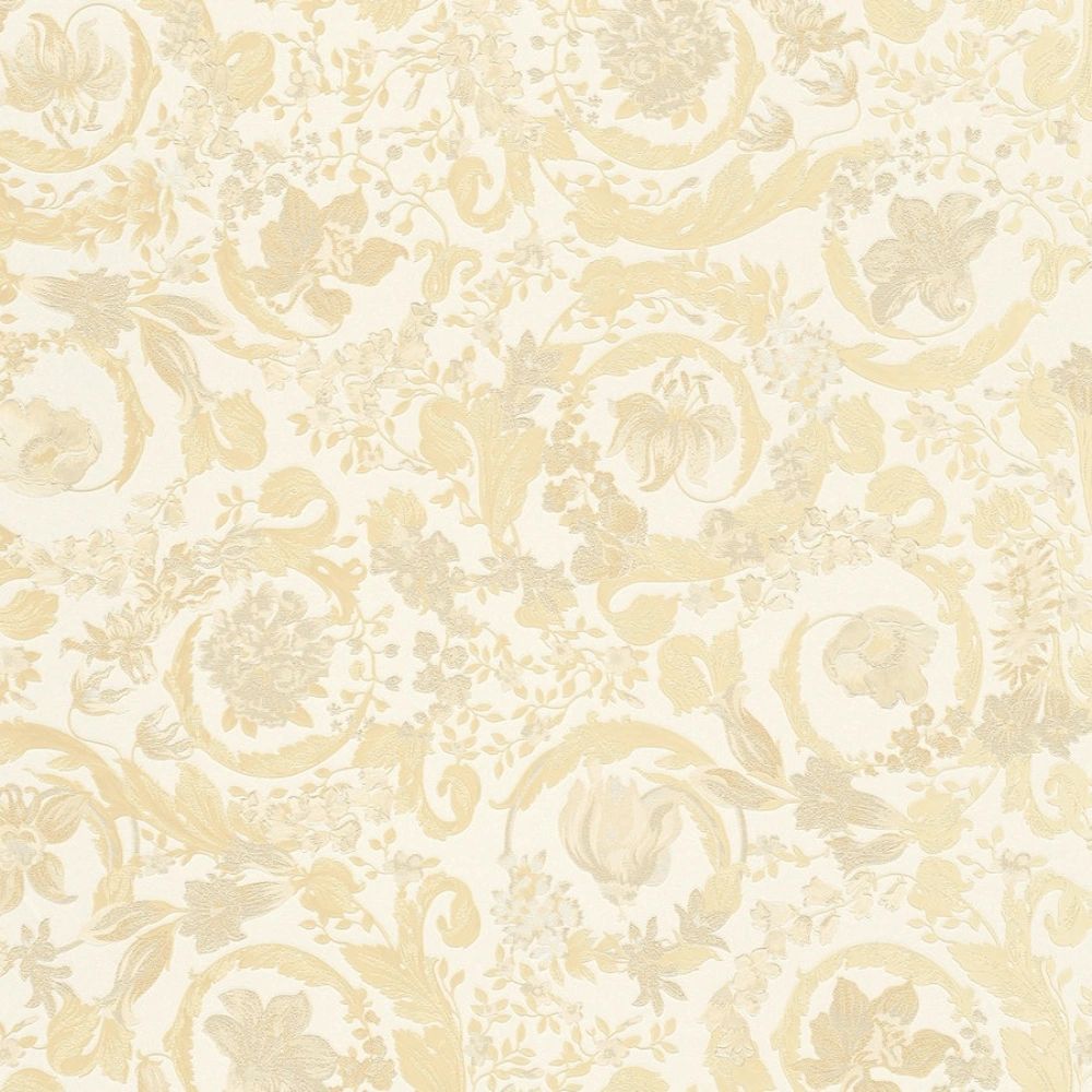 Barocco Floral Light Gold Luxury Vinyl Wallpaper 387063