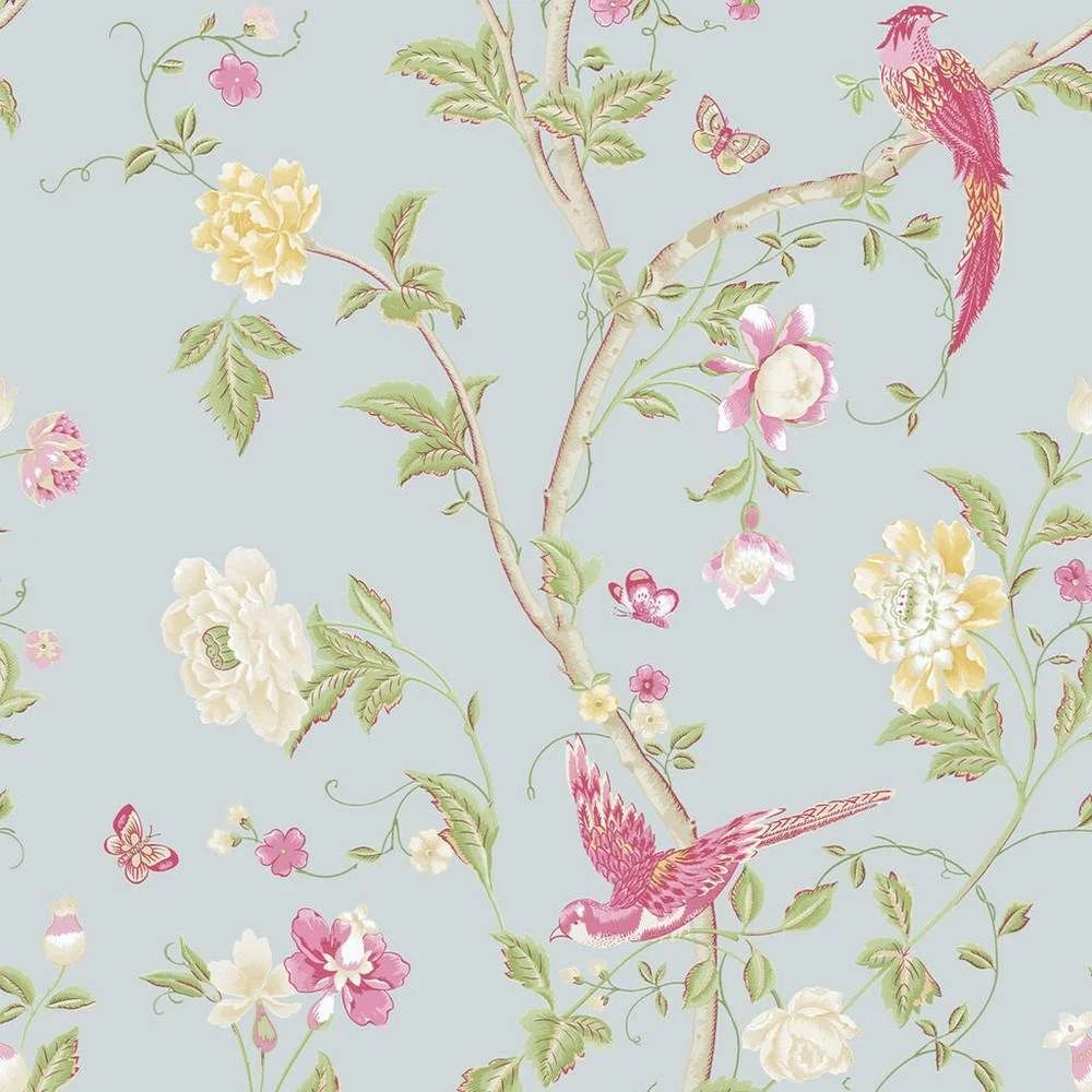 Summer Palace Birds Duck Egg Laura Ashley Wallpaper 113392