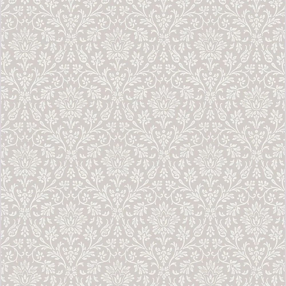 Annecy French Chateau Dove Grey Small Scale Silk Damask Laura Ashley Wallpaper 113369