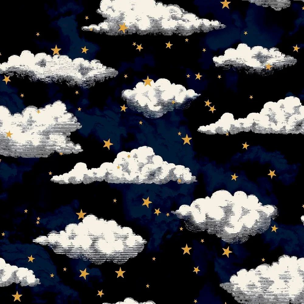 Stars And Clouds Navy Children's Wallpaper 923907 Stars And Clouds Navy Children's Wallpaper 923907