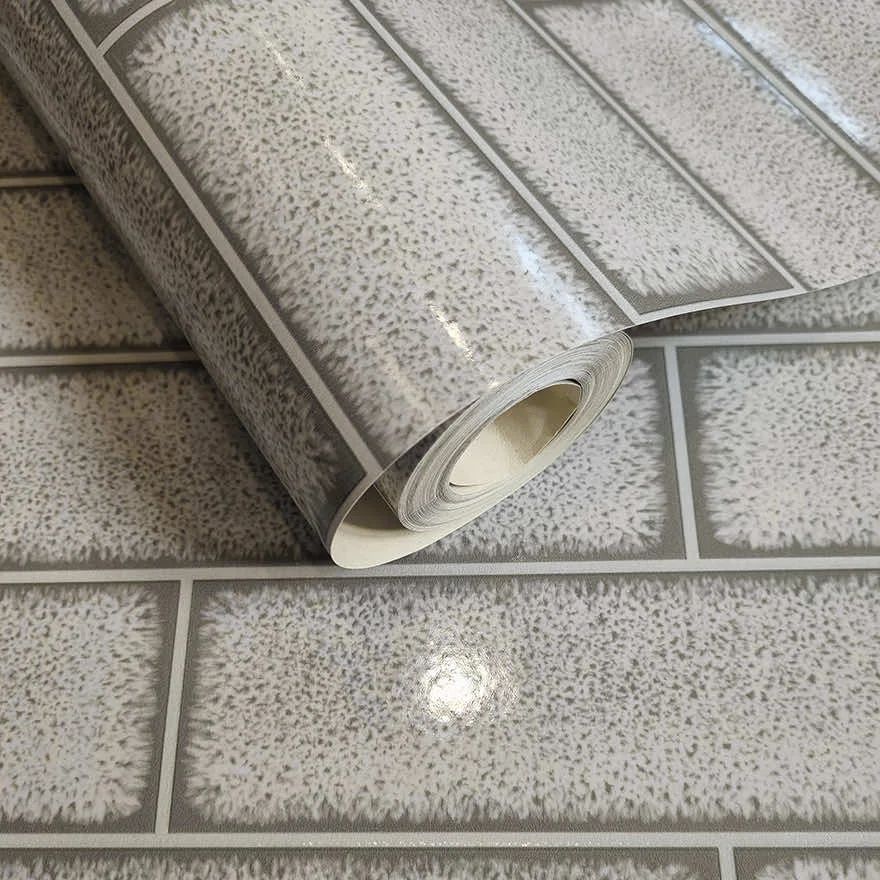 Celadon Gloss Tile Grey Kitchen & Bathroom Vinyl Wallpaper 89387