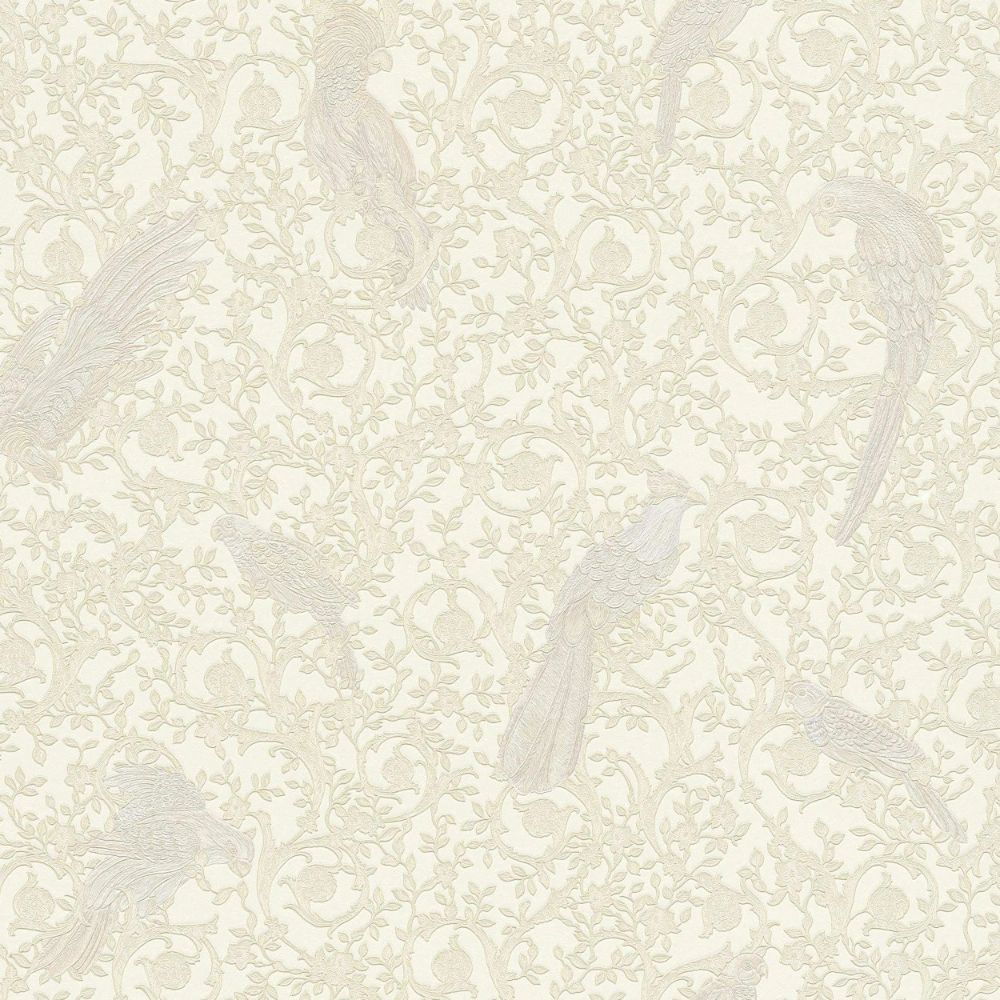 Barocco Birds Ivory Luxury Vinyl Wallpaper 370535