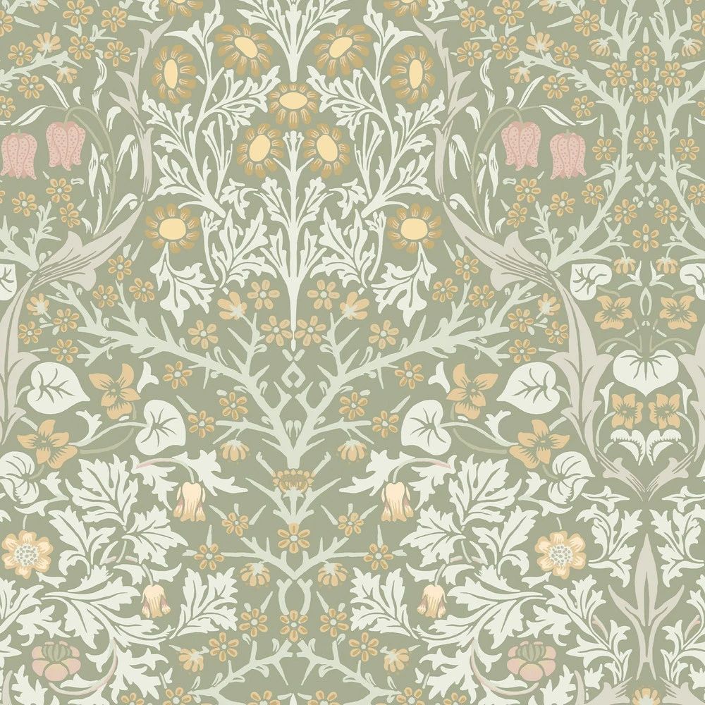 Blackthorn Violets & Meadow Flowers Sage Wallpaper by William Morris 124253