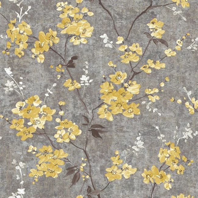 Anethe Blossom Charcoal & Ochre Paul Moneypenny Collection Wallpaper 196401