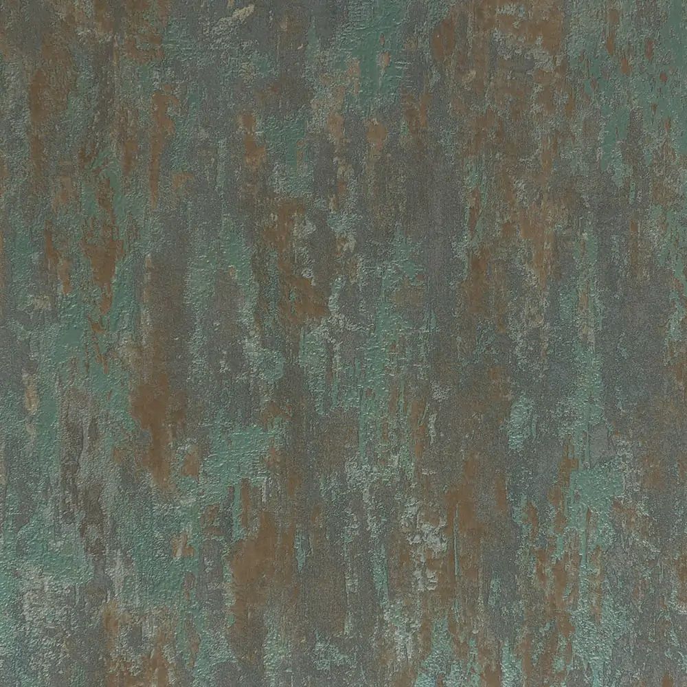 Havana Distressed Industrial Effect Green & Copper Vinyl Wallpaper 32651-2