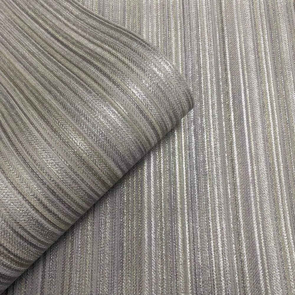 Venezia Stripe Grey Lavish Shimmer Vinyl Wallpaper M66519