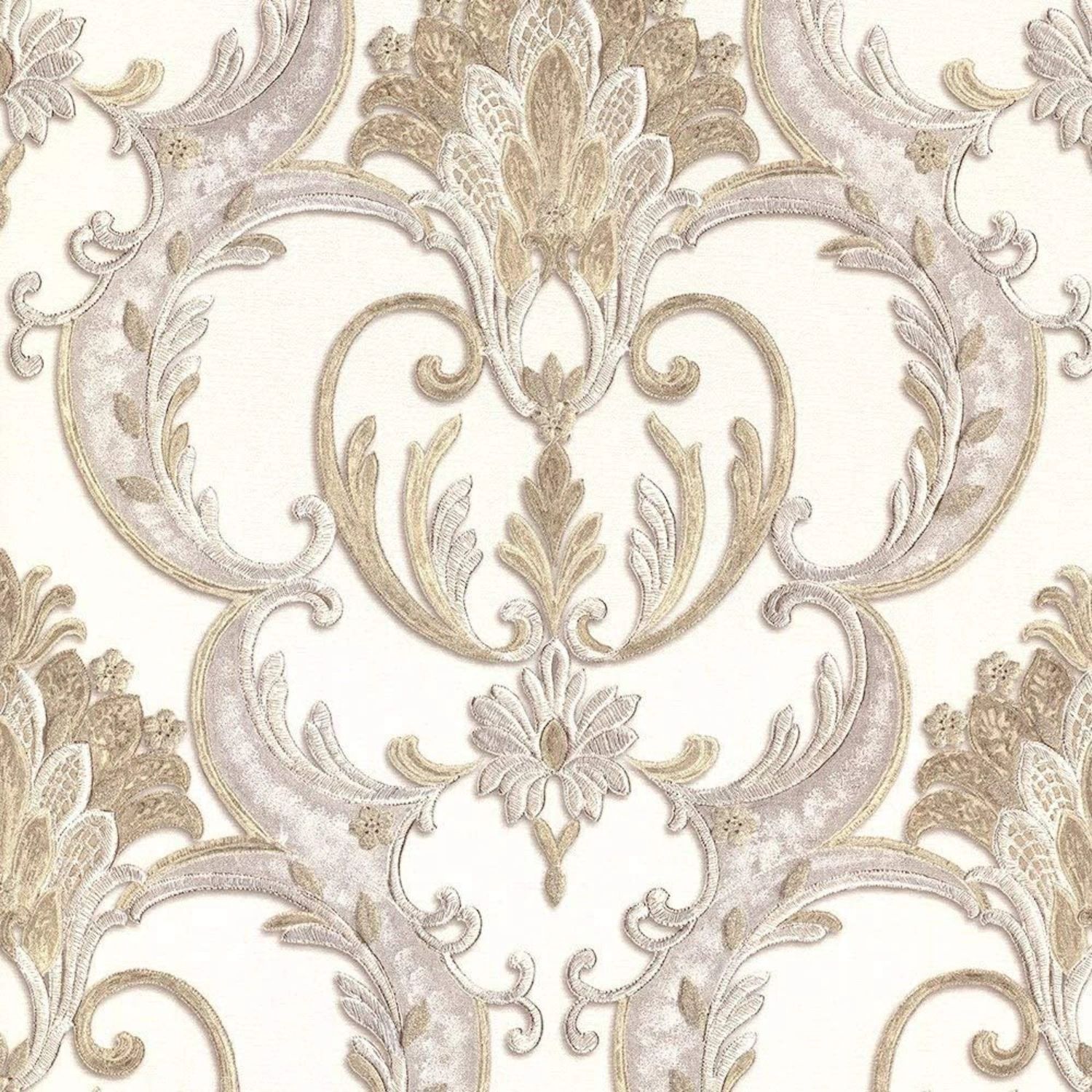 Perla Damask Gold Luxury Damask Vinyl Wallpaper 9090