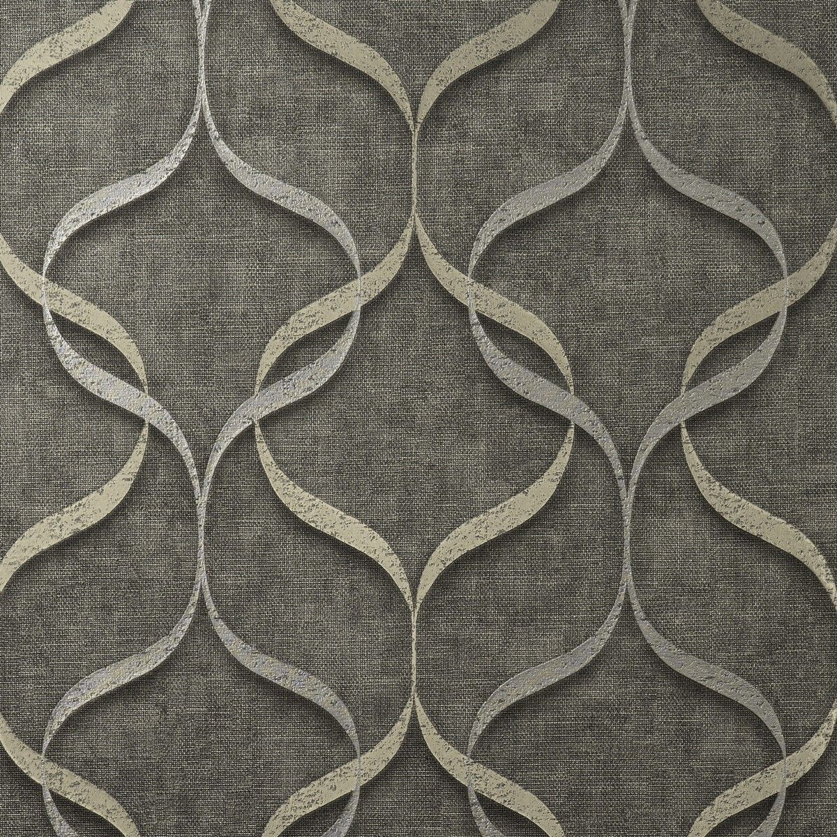 Milano Wave Charcoal Heavyweight Italian Vinyl Wallpaper M95614