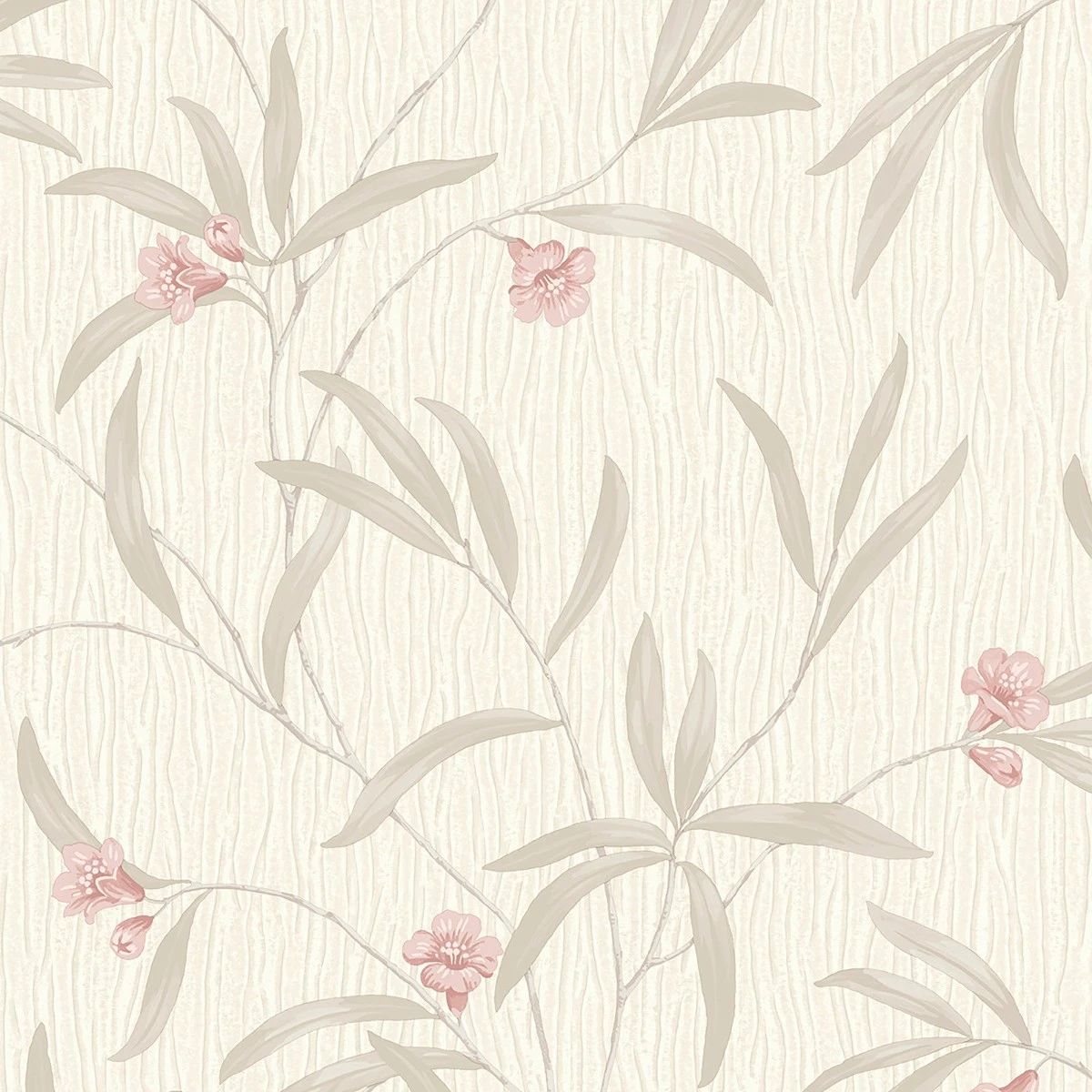 Tiffany Floral Cream & Soft Terra Red Luxury Italian Vinyl Wallpaper 41332