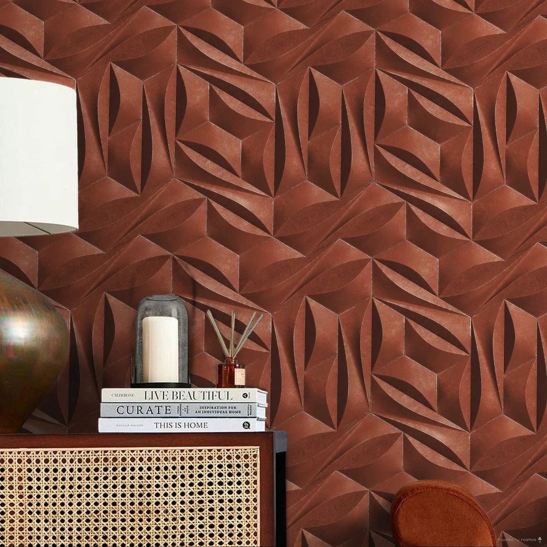 3D Effect Geometric Mural Lava Red Dubai Collection Vinyl 391793