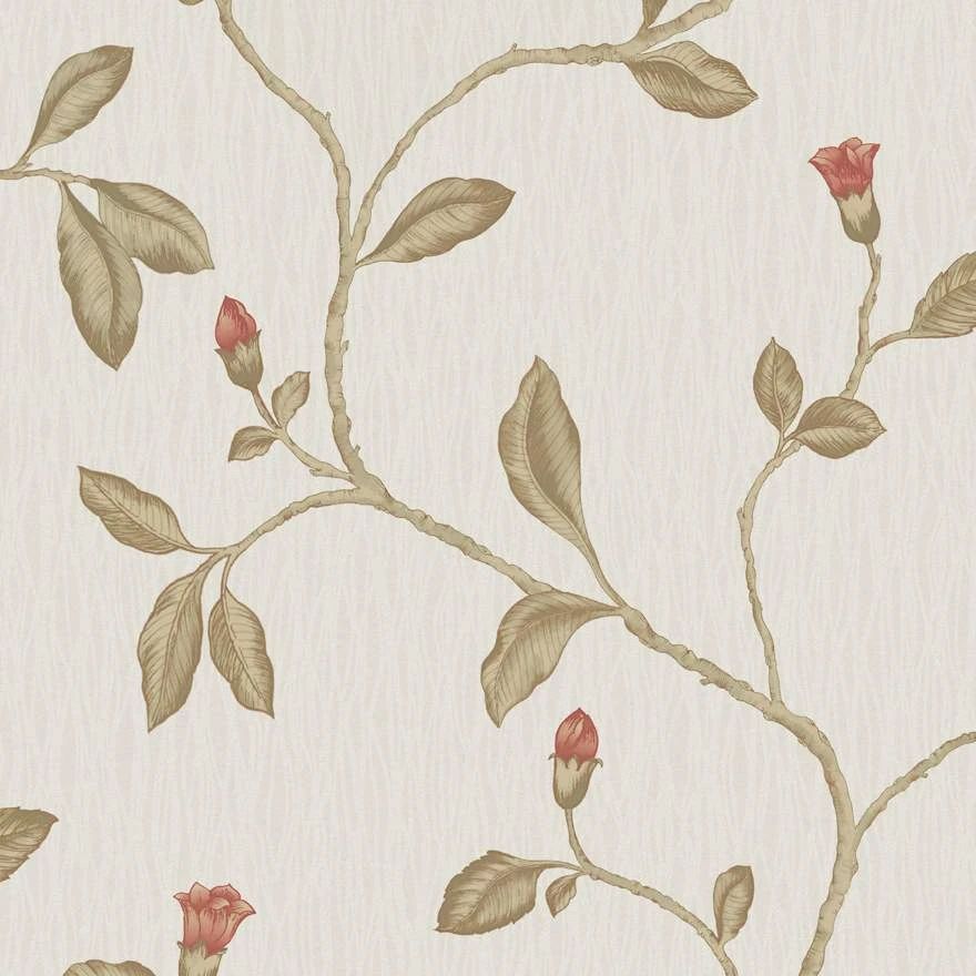 Lia Red Cotton Tulip Italian Signature Heavy Weight Vinyl Wallpaper 35173