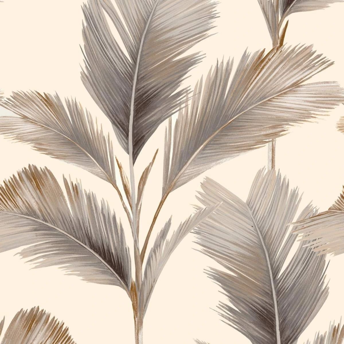 Kailani Palm Tree Leaves Beige & Cream Wallpaper 59121