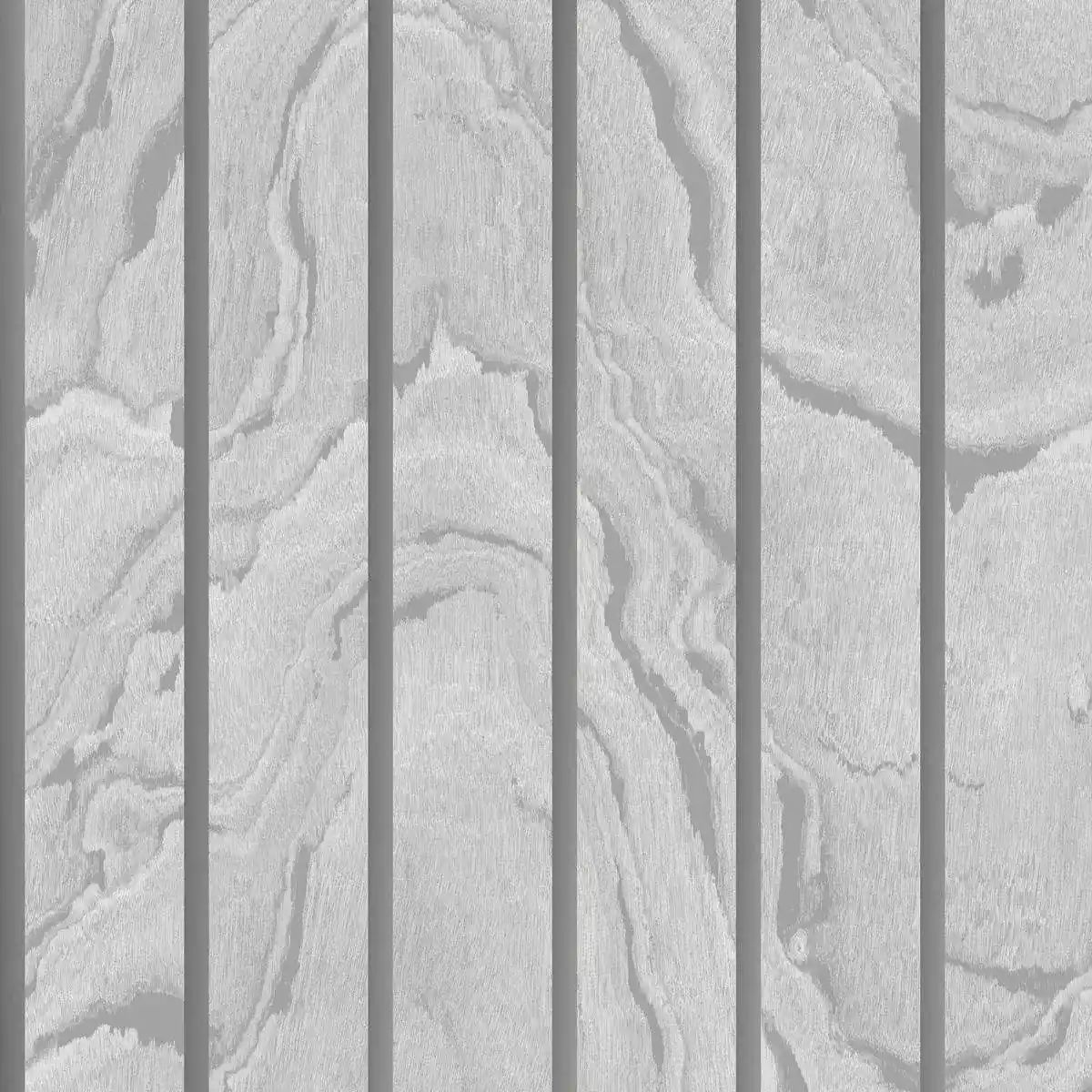 Wood Grain Panel Grey & Silver Wallpaper 193502