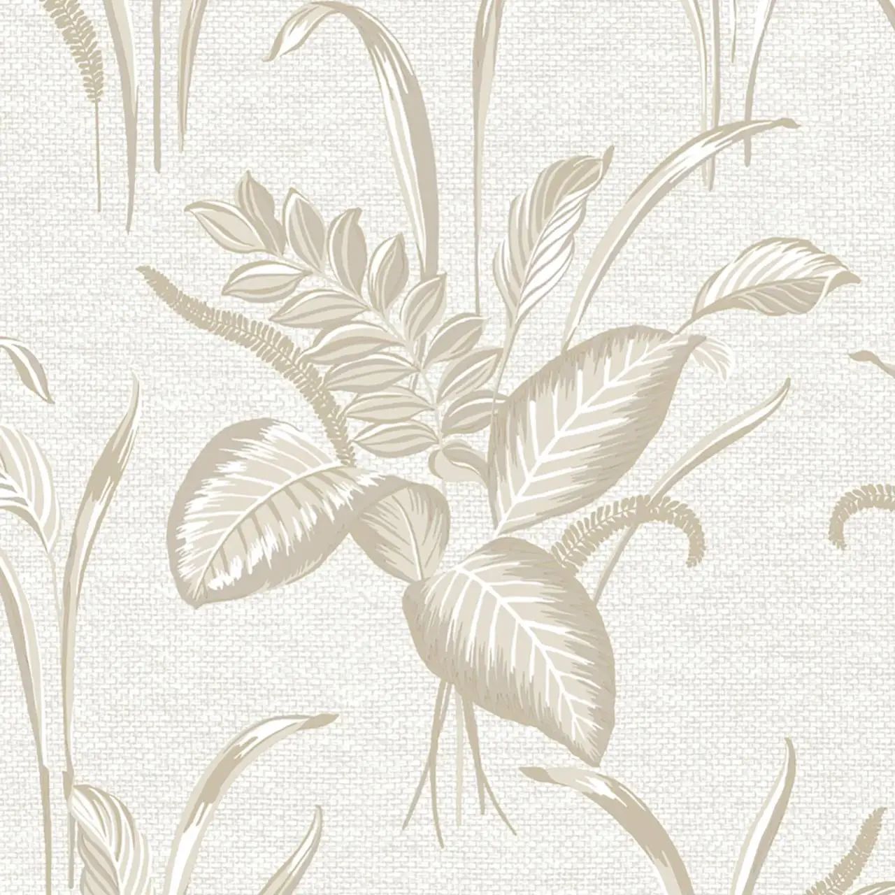 Palma Leaf White & Champagne Vinyl Wallpaper 9011