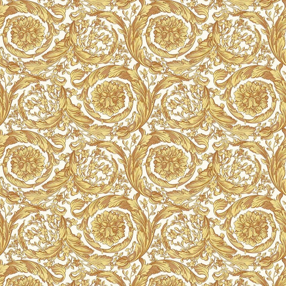 Oriental Barocco White & Gold Luxury Vinyl Wallpaper 366925