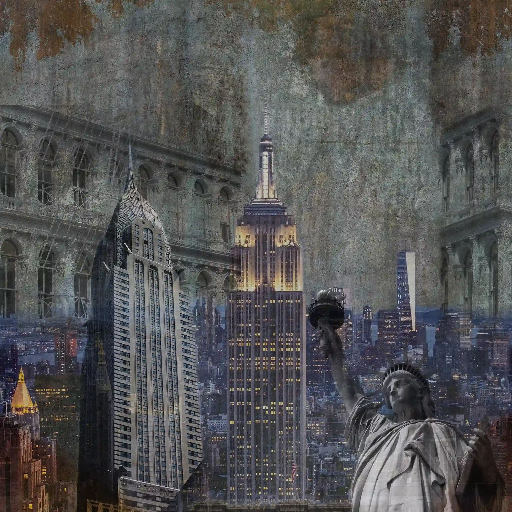 New York Empire State Mural Wallpaper A40201