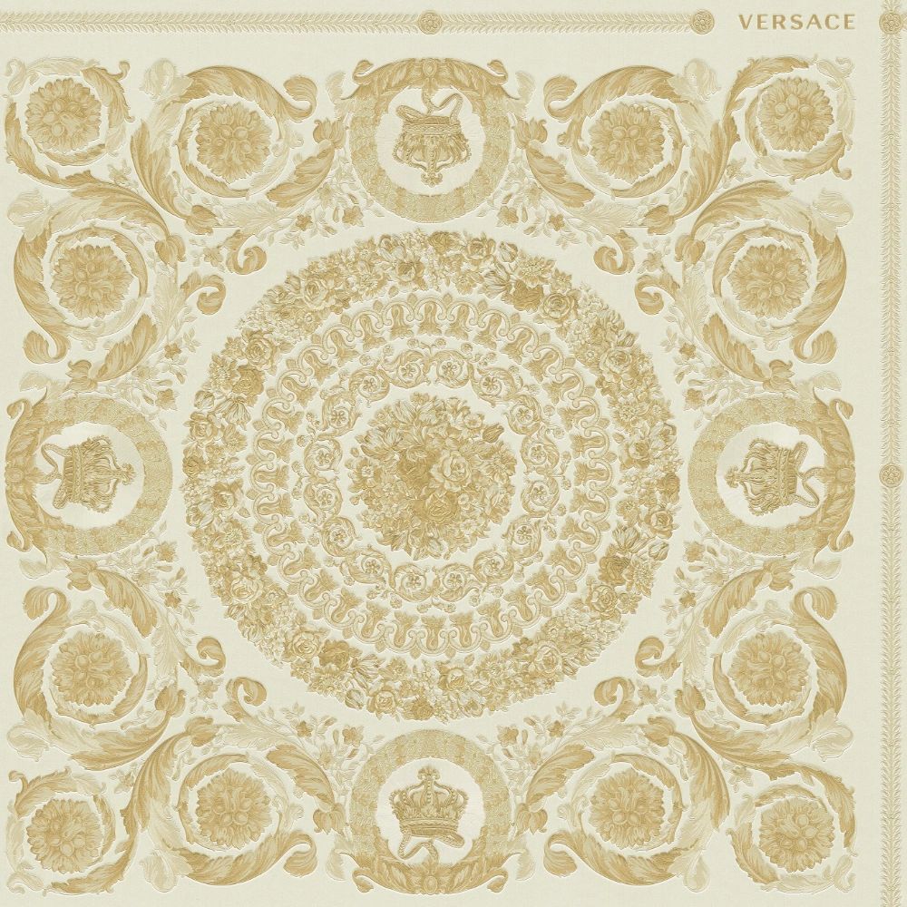 Oriental Heritage Tile White & Gold Luxury Vinyl Wallpaper 370552