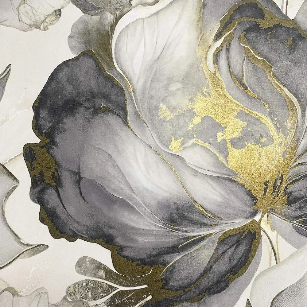 Elysian Floral Black & Metallic Gold Wallpaper 212502
