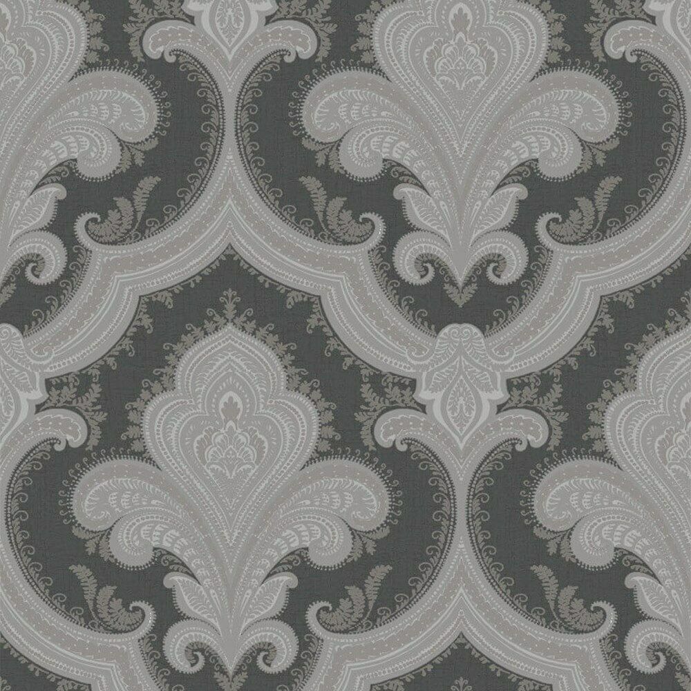Sassari Damask Black Vinyl Wallpaper 519945