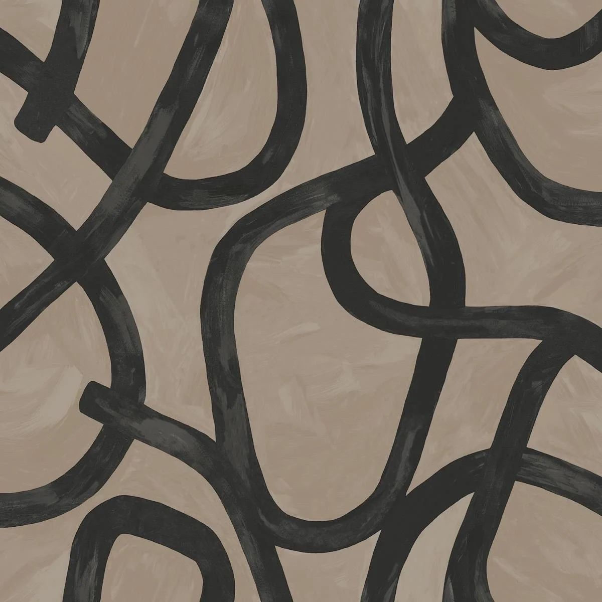 Squiggle Doodle Taupe Conversational Wallpaper 13460