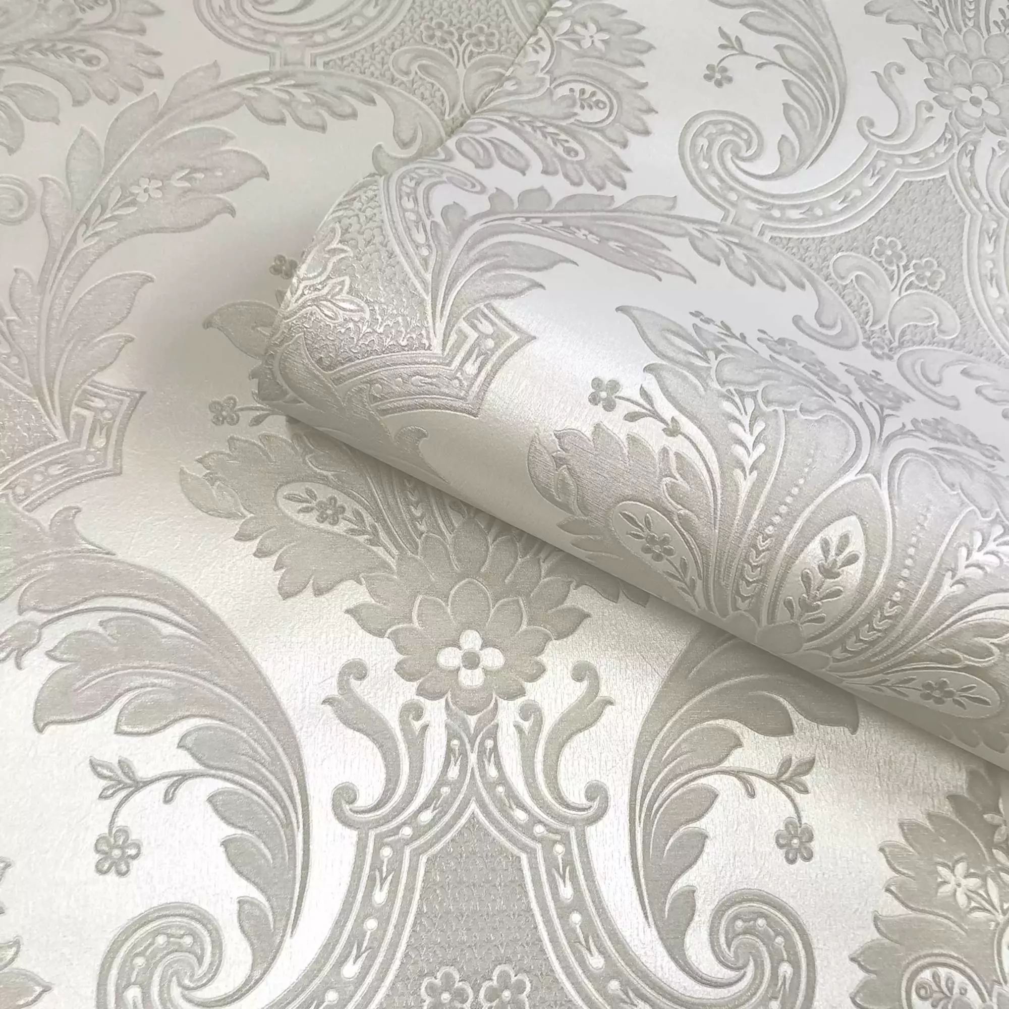 Amara Damask Cream Italian Vinyl Wallpaper 7369