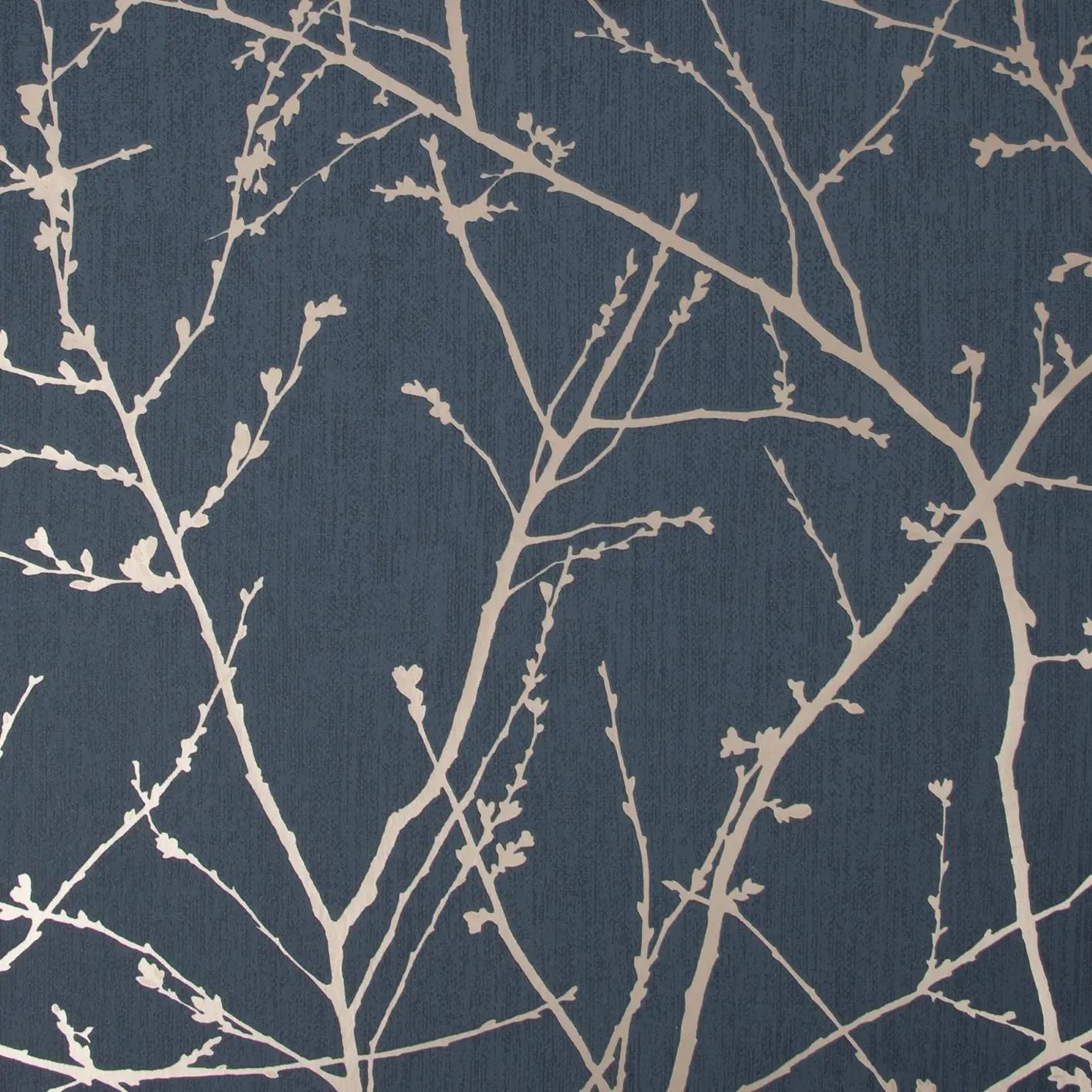 Innocence Twig Navy & Copper Calico Textured Wallpaper 108619