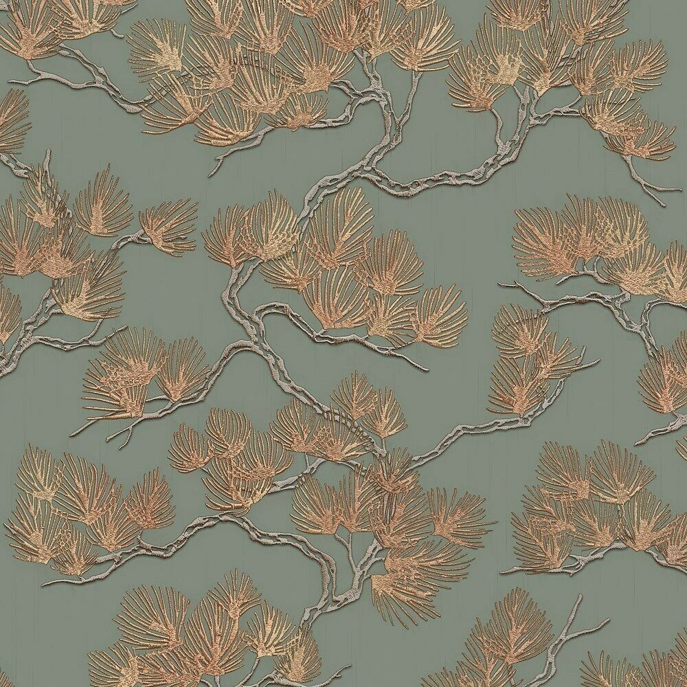 Stitch Pine Tree Sage Vinyl Wallpaper WF121013