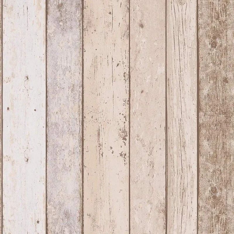Wooden Wall Shabby Chic Panel Beige & Brown Wallpaper 8999-10