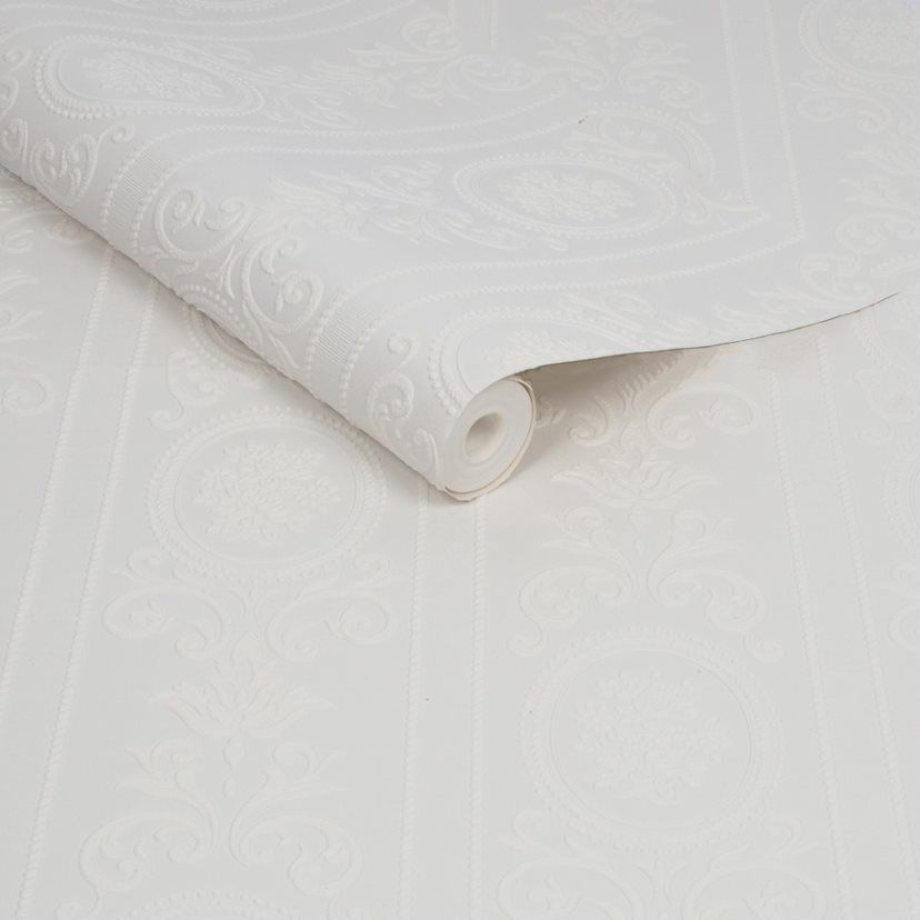 Cameo Superfresco White Paintable Wallpaper 14011