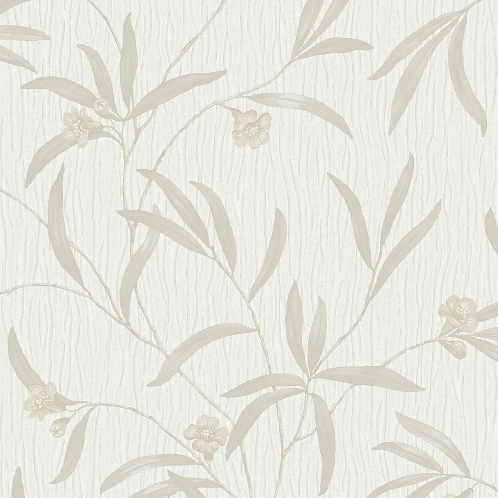Tiffany Floral White & Cream Luxury Italian Vinyl Wallpaper 41330
