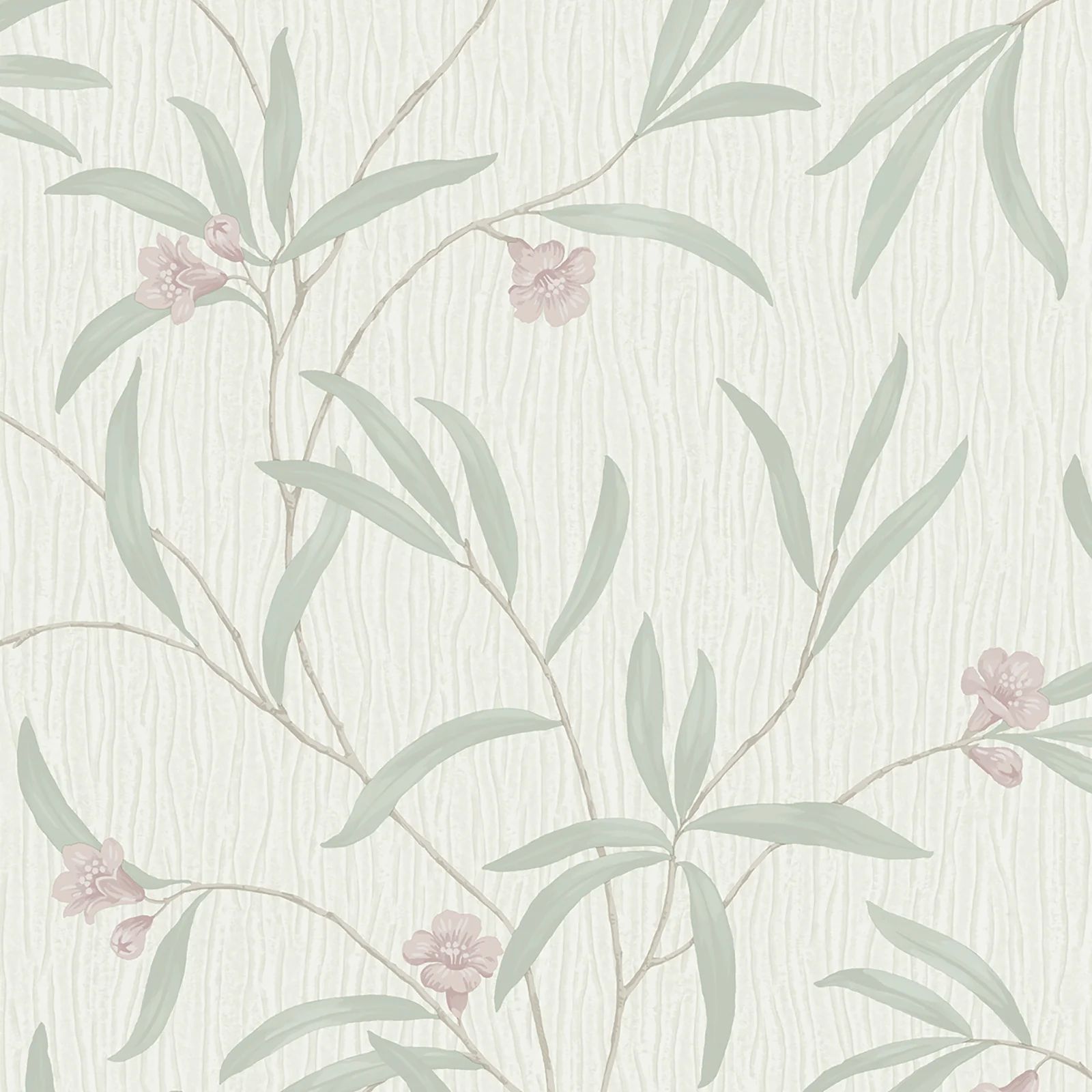 Tiffany Floral White & Sage Luxury Italian Vinyl Wallpaper 41331
