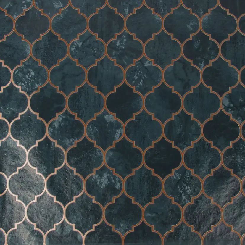 Contour Tegula Tile Copper & Geo Kitchen & Bathroom Wallpaper 112643