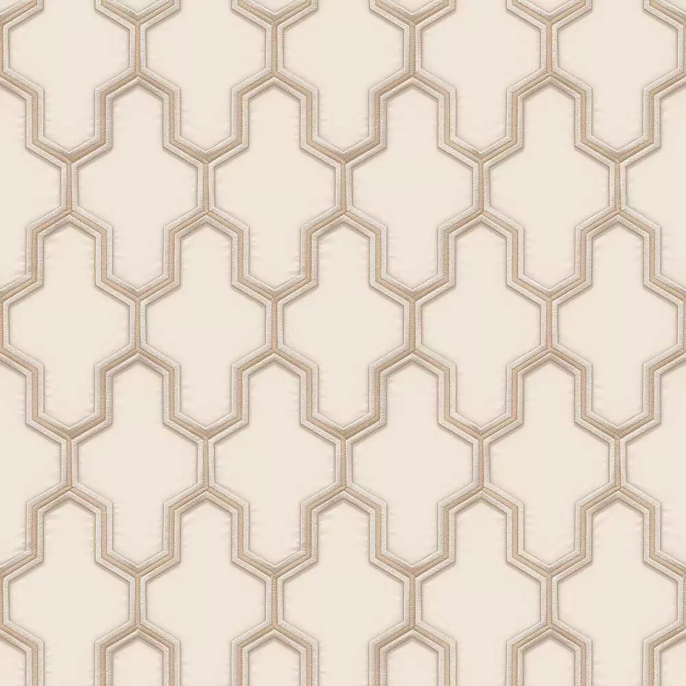 Wall Fabric Geometric Silk Beige Wallpaper WF121022