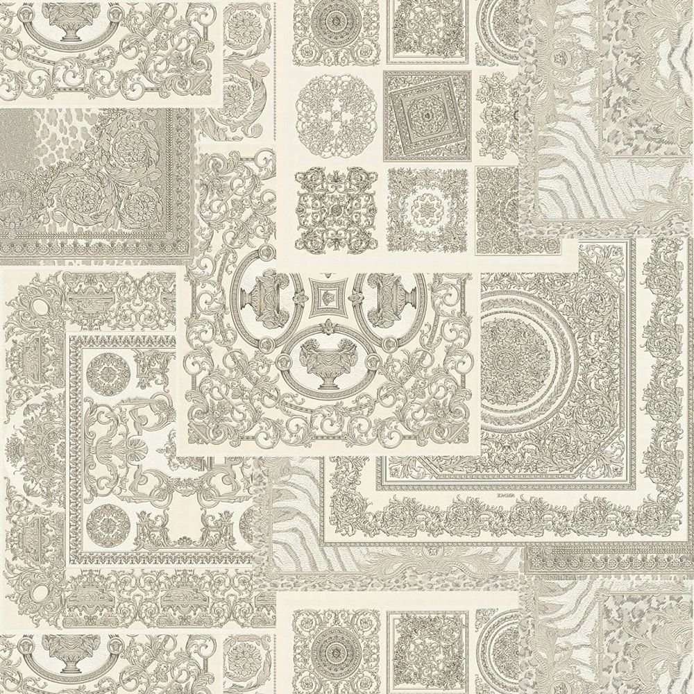 Oriental Decoupage Grey Luxury Vinyl Wallpaper 370485