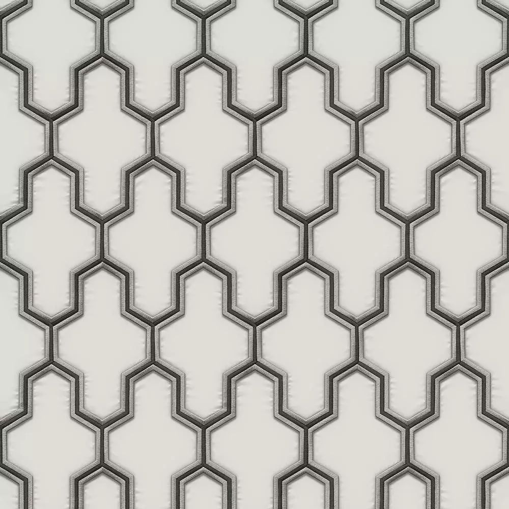 Wall Fabric Geometric Silk Black & White Wallpaper WF121024