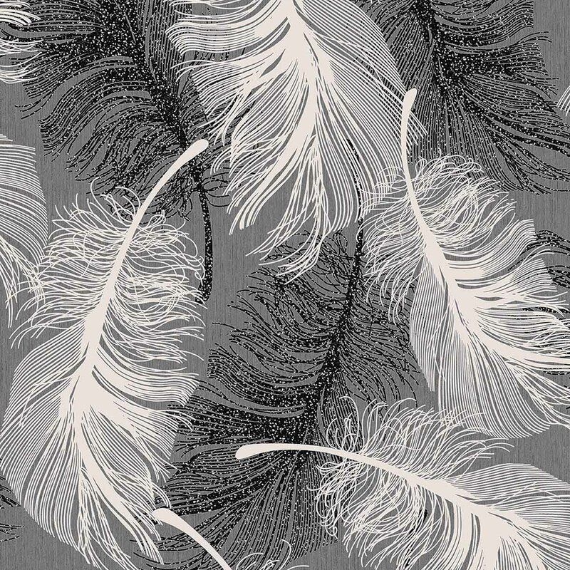 Guidinha Feathers Black Wallpaper M0925