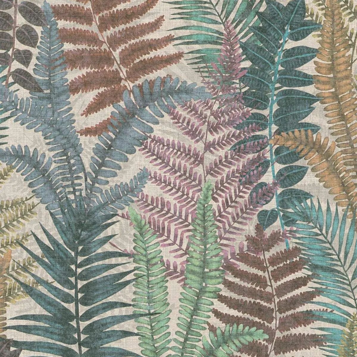 Fern Leaves Fabulous Mulitcolour Floral Textured Vinyl Wallpaper 39347-1