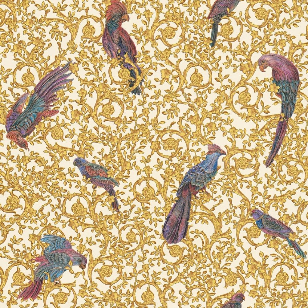 Barocco Birds Gold Wallpaper Luxury Vinyl Wallpaper 370532