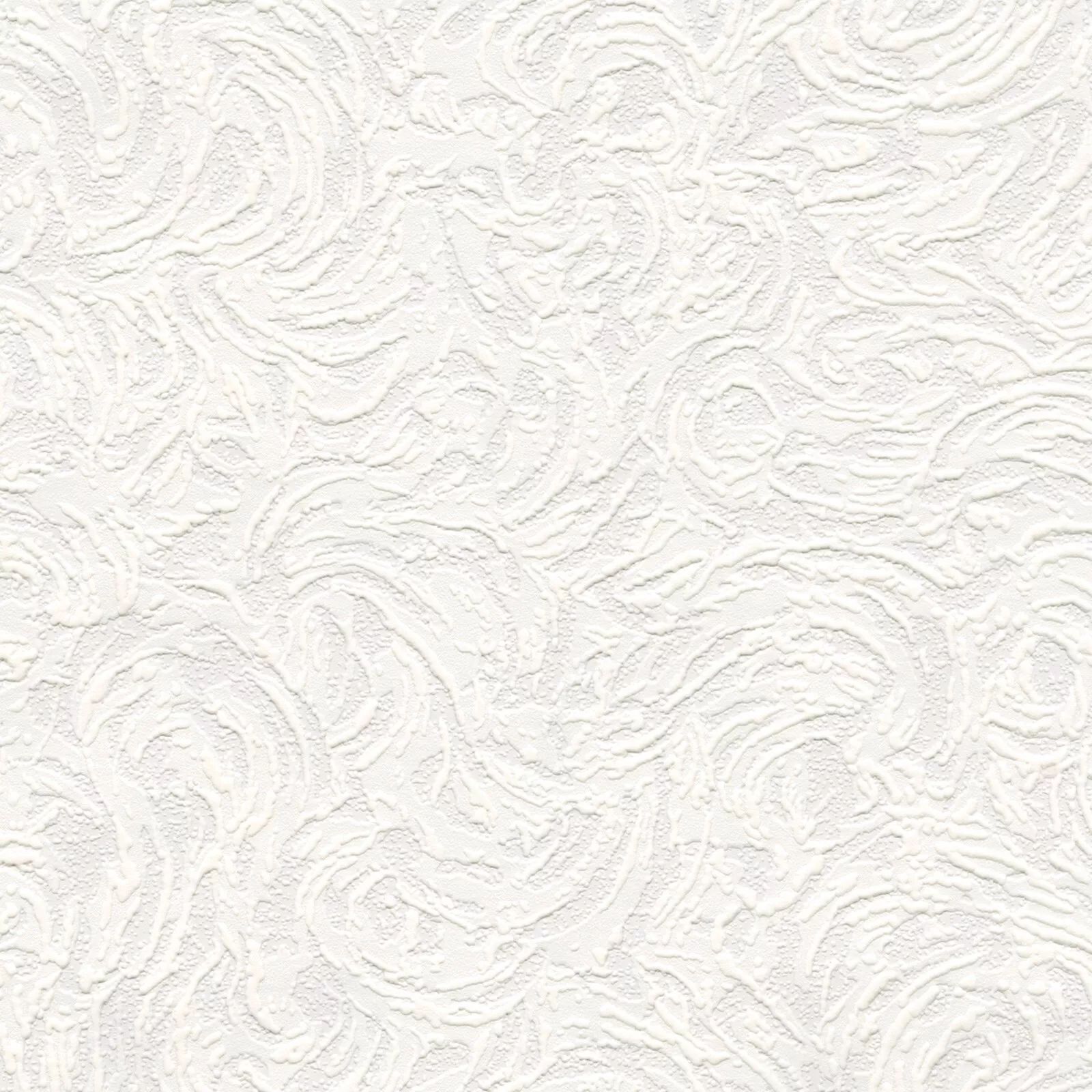 Swirl White Textured Paintable Wall & Ceiling Wallpaper 5806