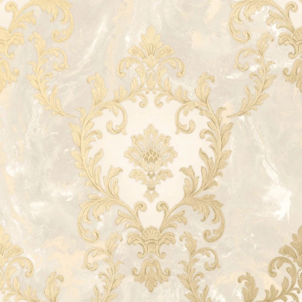 Sienna Damask Beige Vasari Italian Luxury Vinyl Wallpaper 534368