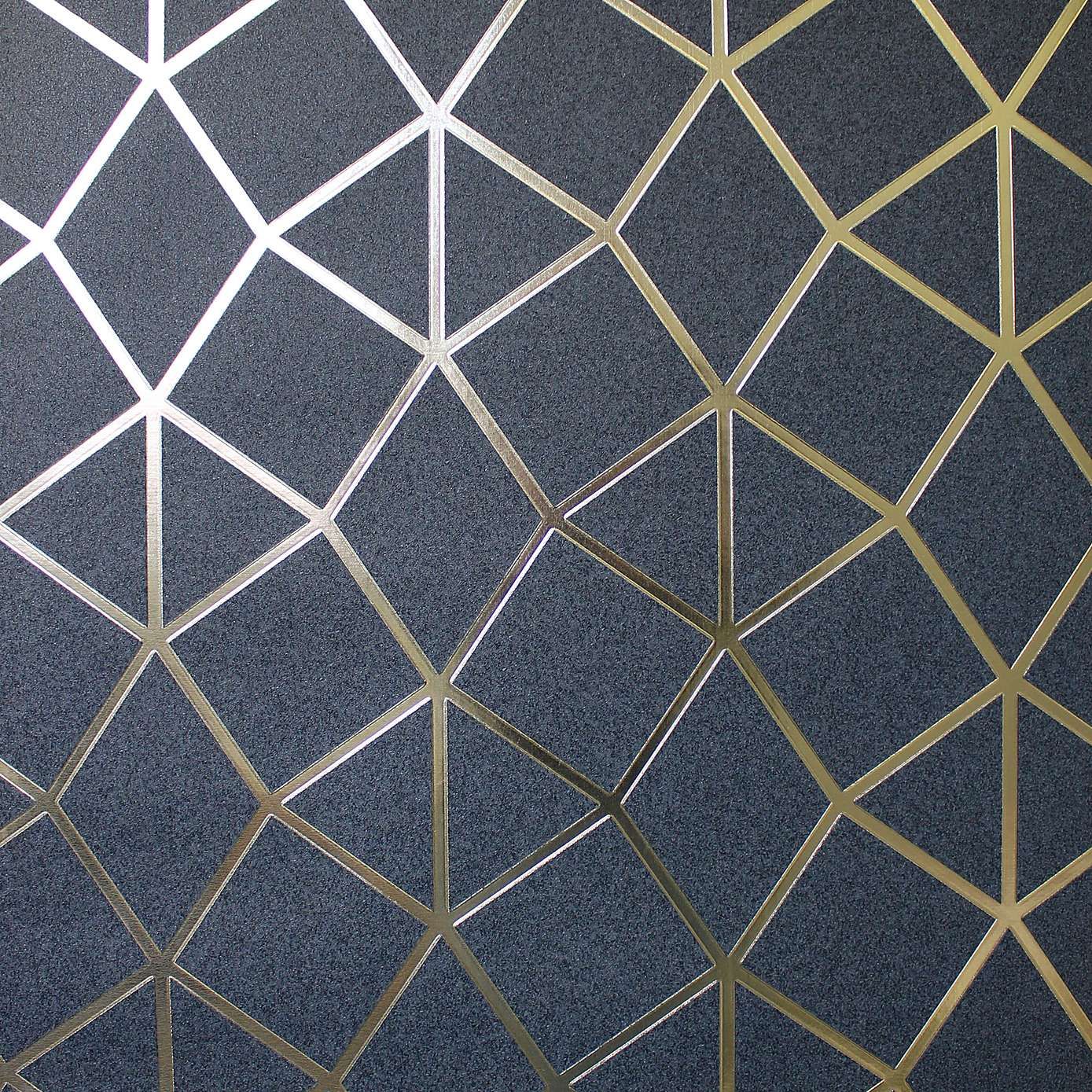 Platinum Trellis Navy Foil Vinyl Wallpaper FD42560