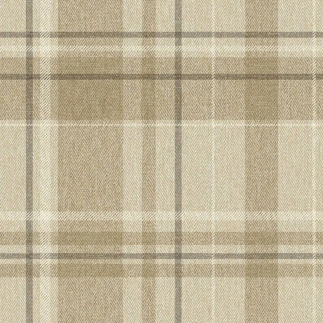 Harris Check Natural Beige Tweed Herringbone Wallpaper by Crown M1868